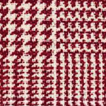 Burgundy and off-white geometric fabric texture with vertical stripes and block motifs, displaying a nubby weave; “egoitaliano” branding visible.